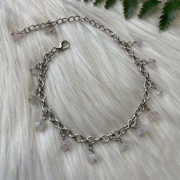 Quartz silver tone anklet - Picture 2 of 5